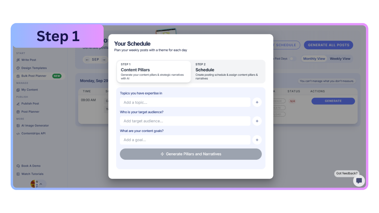 bulk post planner step 1